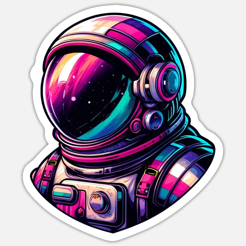 Espace astronaute coloré Sticker taille S (10 x 10 cm)