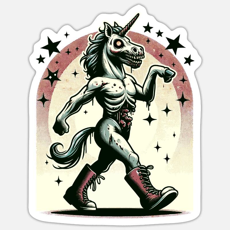 Zombie Einhorn Undead Mystical Creature Sticker Größe S (10 x 10 cm)