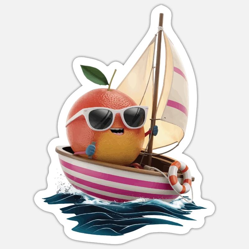 Obst Grapefruit Bootfahren Geschenk Sticker Größe S (10 x 10 cm)