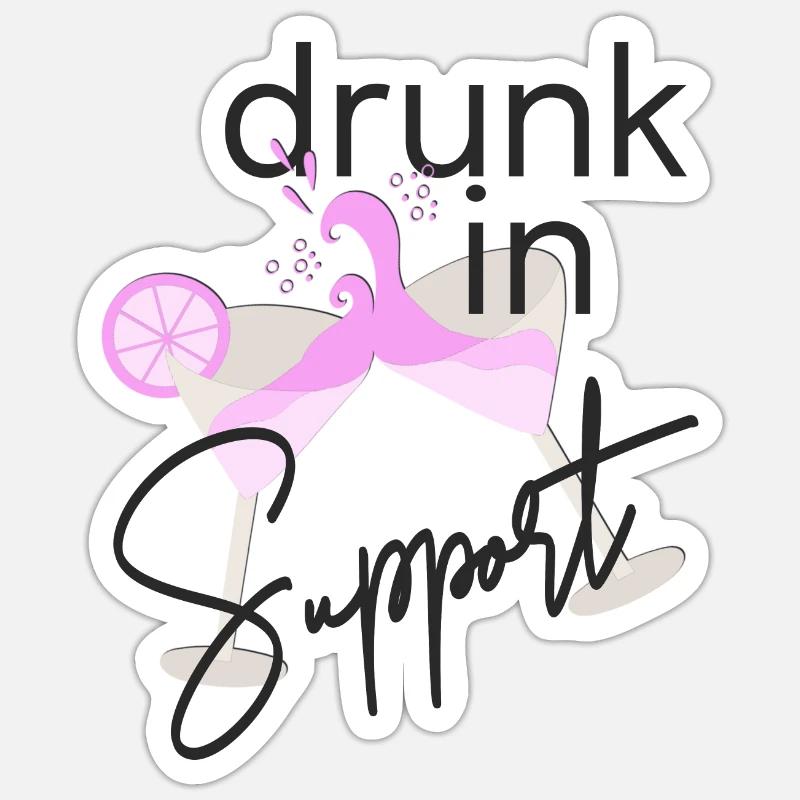 Drunk in support - Sticker size S (10 x 10 cm) - white matte