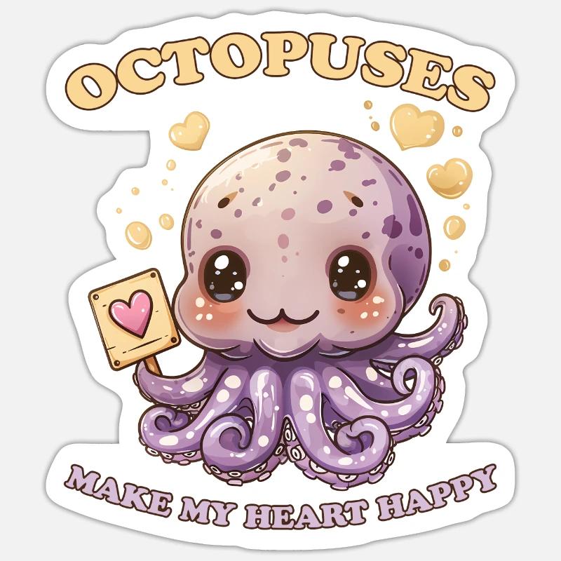 Funny Octopus Cephalopod Squid Gift - Sticker size S (10 x 10 cm) - white matte