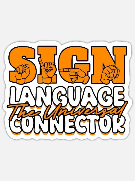 ASL Dolmetscher Gebärdensprache - Sticker Größe S (10 x 10 cm) - Mattweiß