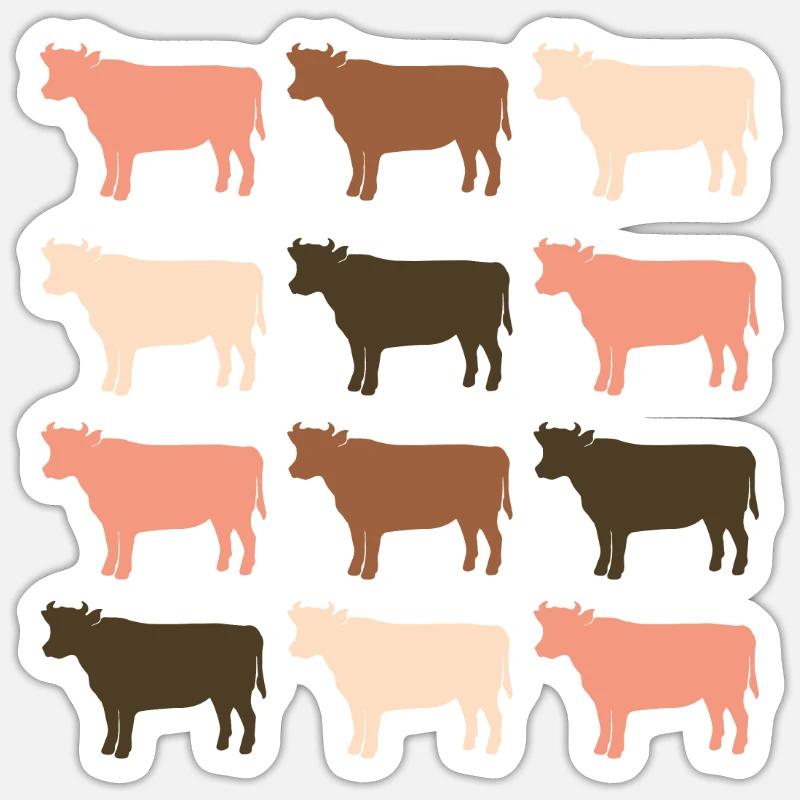 Vaches - Sticker taille S (10 x 10 cm) - blanc mat