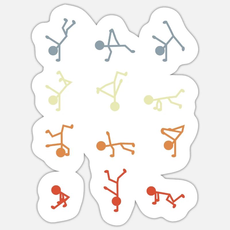 Breakdancer Strichfiguren - Sticker Größe S (10 x 10 cm) - Mattweiß
