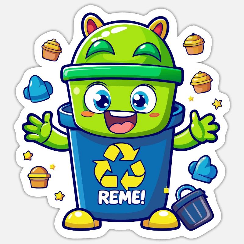 POUBELLES - Sticker taille S (10 x 10 cm) - blanc mat