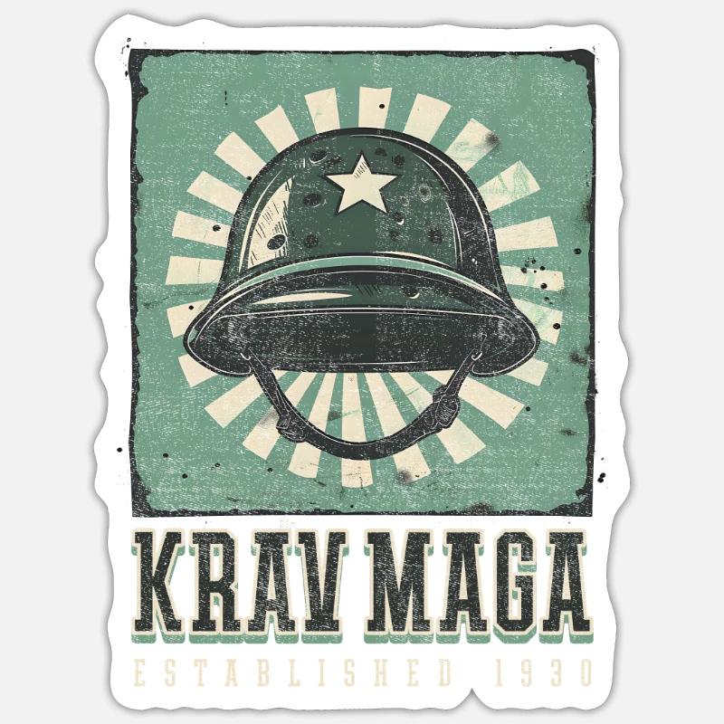 Krav Maga Créé en 1930 - Sticker taille S (10 x 10 cm) - blanc mat