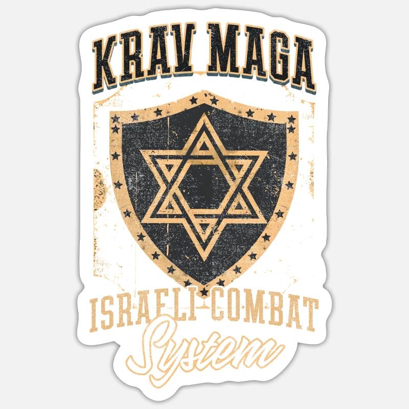 Krav Maga Israelisches Kampfsystem - Sticker Größe S (10 x 10 cm) - Mattweiß