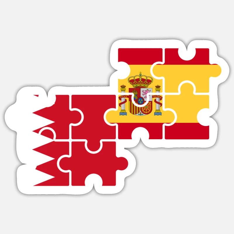 Bahrain Spanien Flagge Bahraini - Sticker Größe S (10 x 10 cm) - Mattweiß