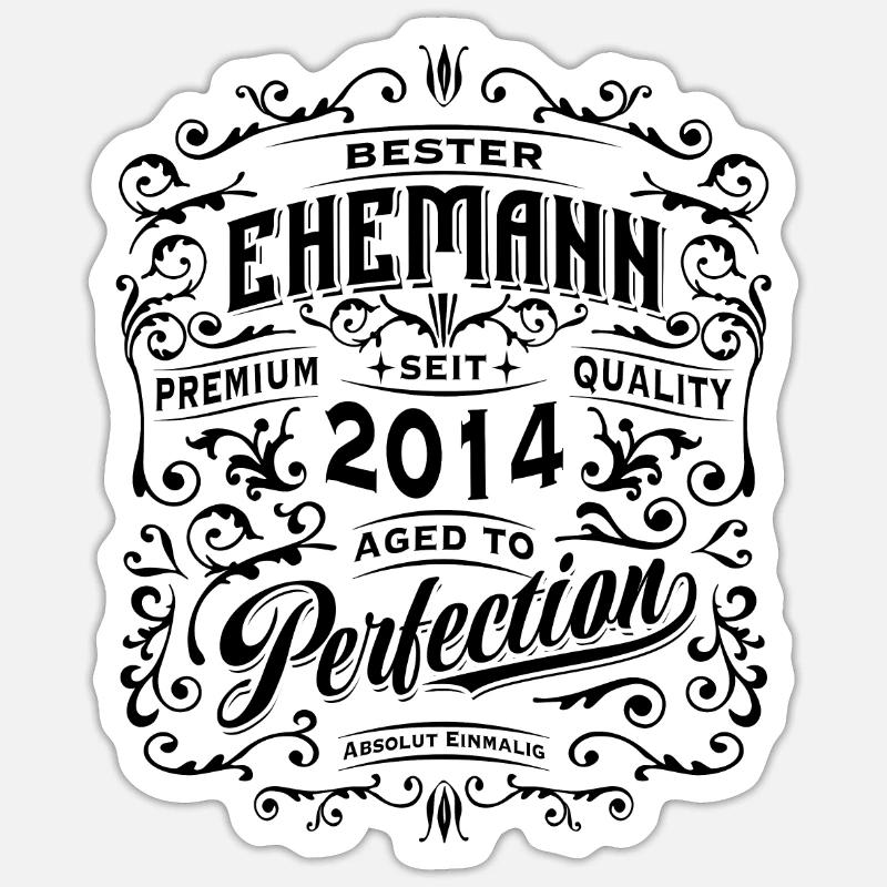 Bester Ehemann seit 2014, Retro, Hochzeitstag Sticker Größe S (10 x 10 cm)