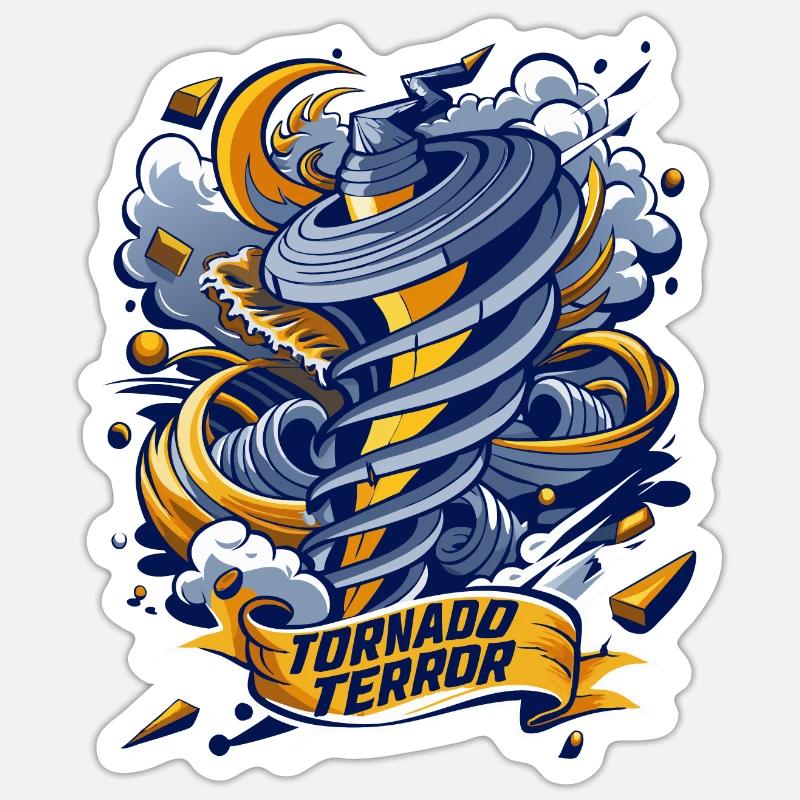 TERREUR DE LA TORNADE - Sticker taille S (10 x 10 cm) - blanc mat