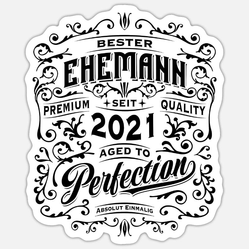 Bester Ehemann seit 2021, Retro, Hochzeitstag Sticker Größe S (10 x 10 cm)