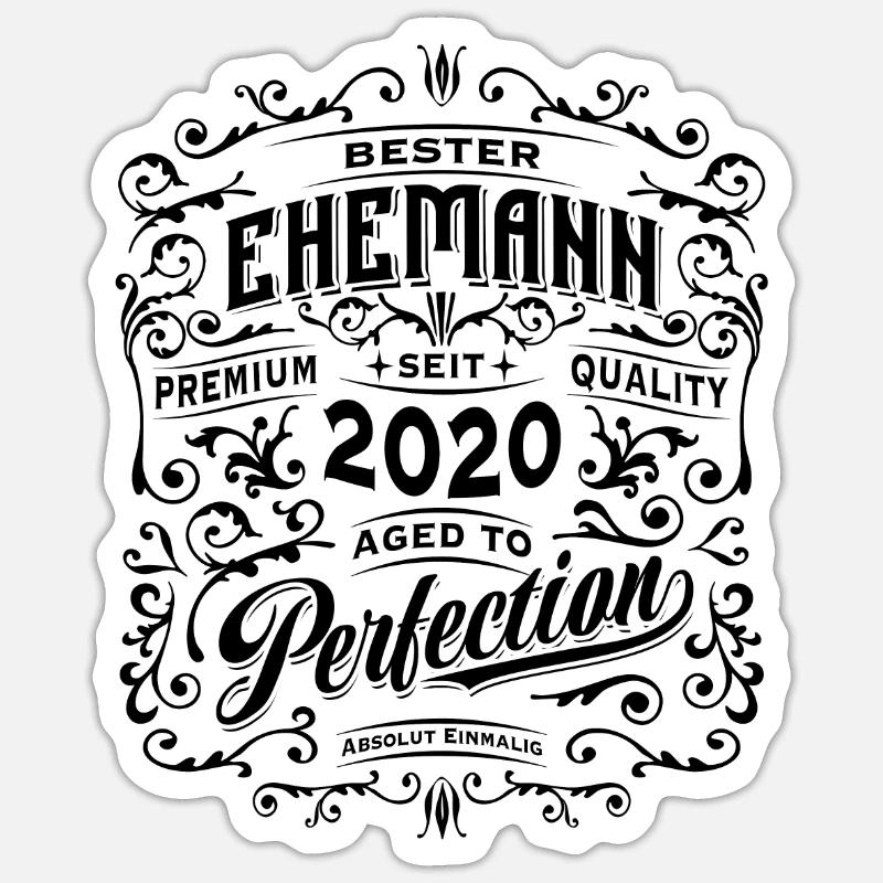 Bester Ehemann seit 2020, Retro, Hochzeitstag Sticker Größe S (10 x 10 cm)