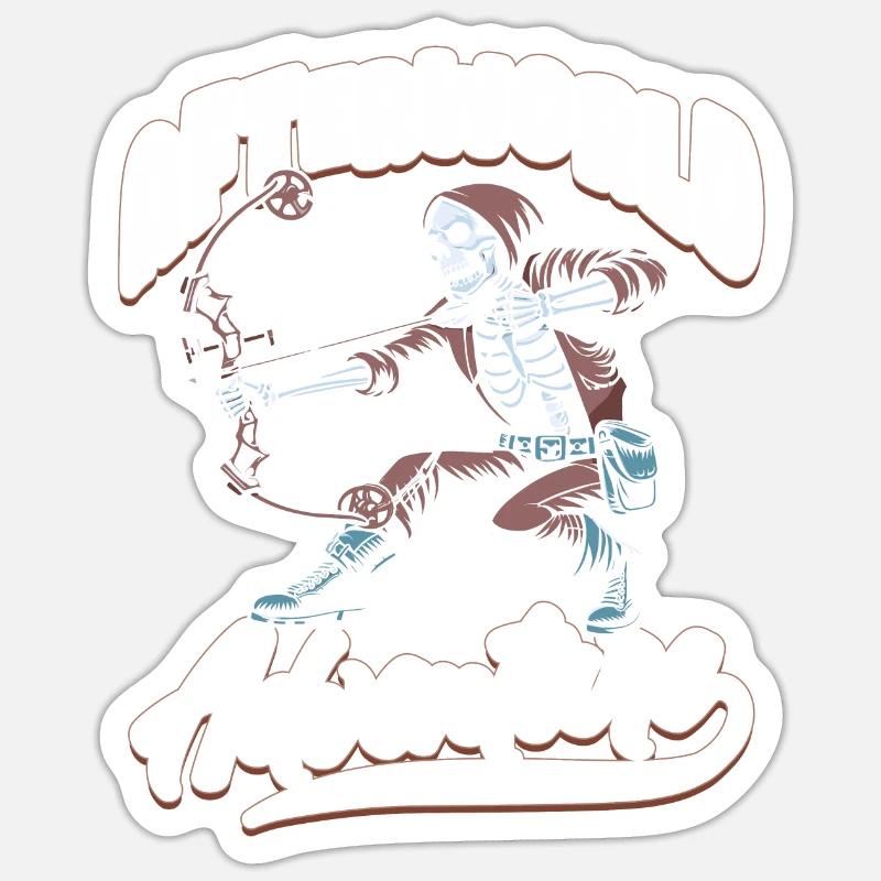 Bogenjagd Bogenjäger Skelett - Sticker Größe S (10 x 10 cm) - Mattweiß