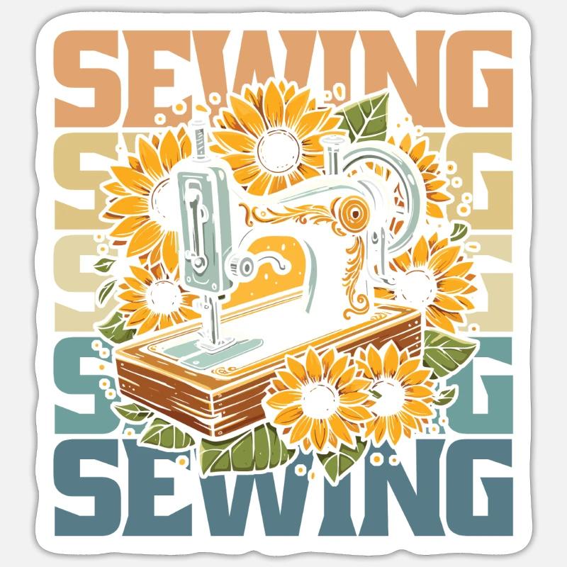 Sewing Sewing Machine - Sticker size S (10 x 10 cm) - white matte