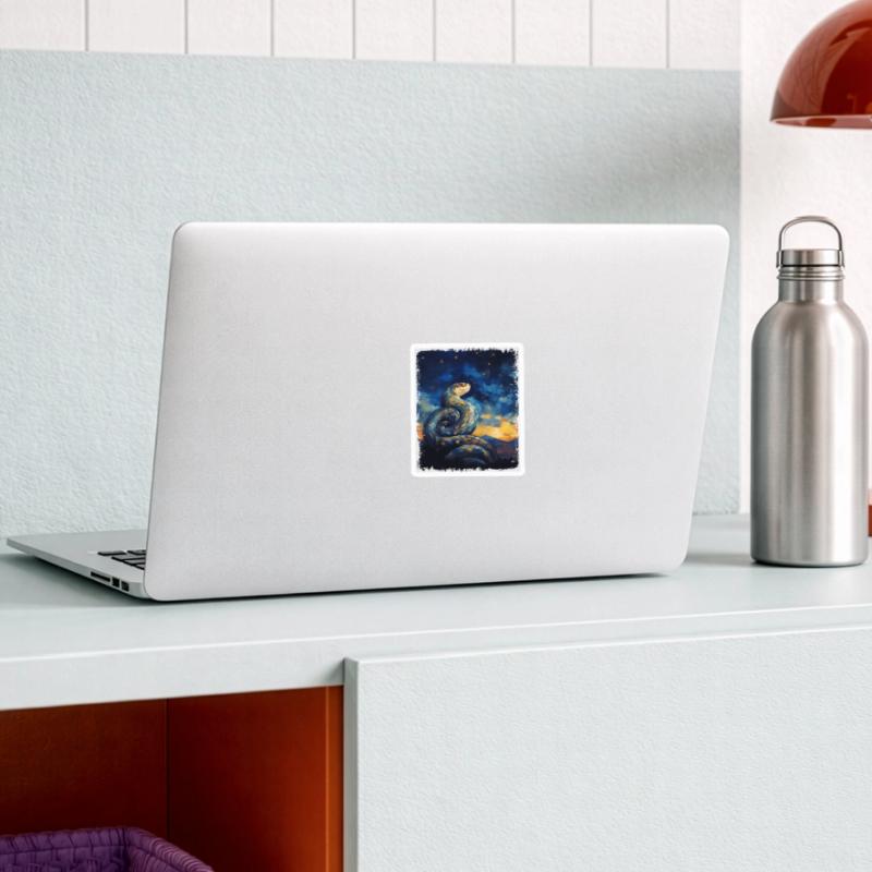 Kugelpython Schlange Sternennacht Gemälde Sticker Größe S (10 x 10 cm)