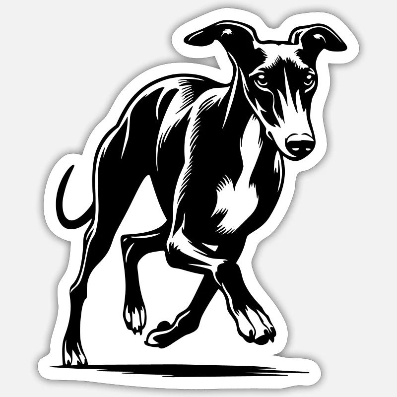 Whippet - Sticker taille S (10 x 10 cm) - blanc mat