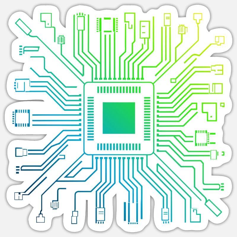 Coloré Ordinateur Circuit Imprimé Board Tech Électronique - Sticker taille S (10 x 10 cm) - blanc mat