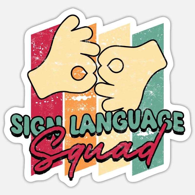 ASL Dolmetscher Gebärdensprache Sticker Größe S (10 x 10 cm)