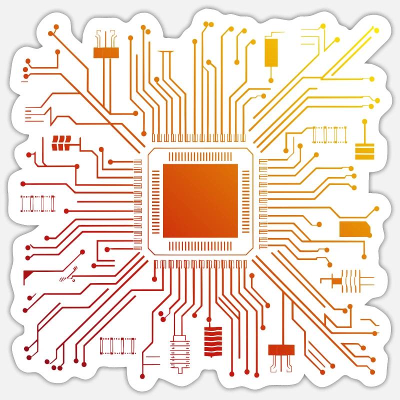 Carte mère d’ordinateur technique Micropuce abstraite Sticker taille S (10 x 10 cm)