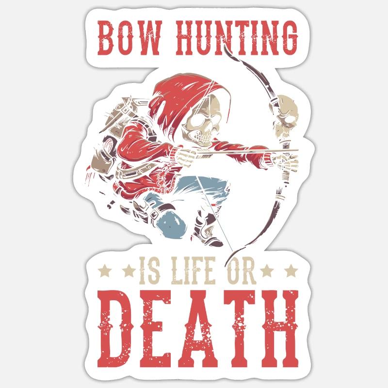 Bogenjagd Bogenjäger Skelett - Sticker Größe S (10 x 10 cm) - Mattweiß