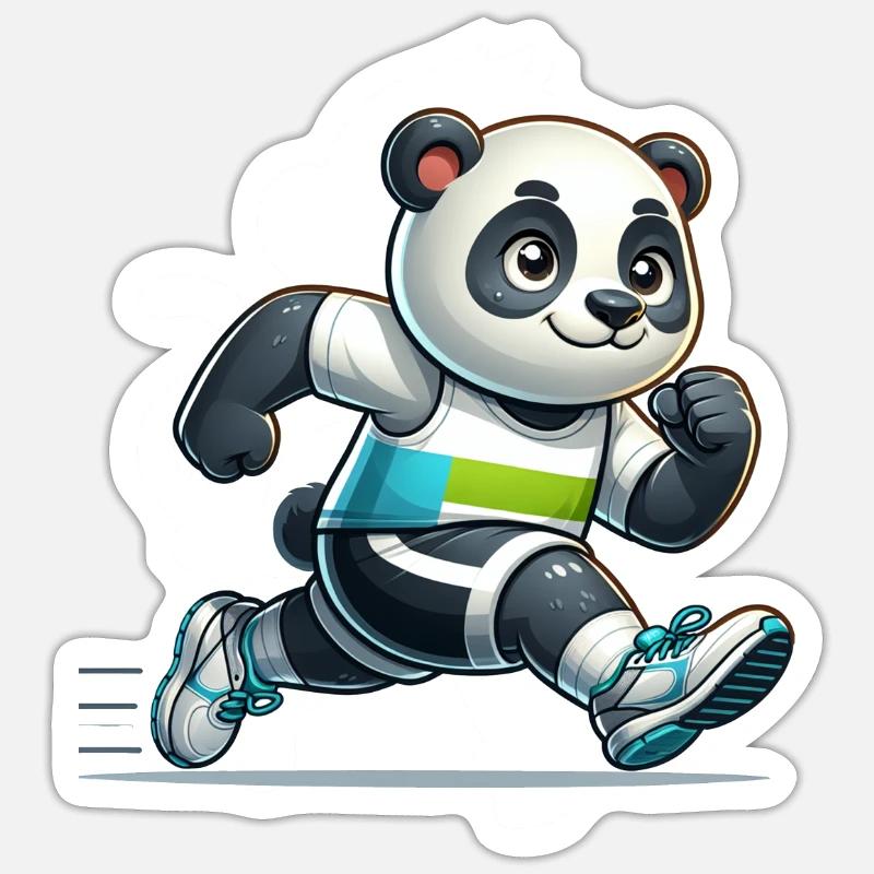 Cute Marathon Runner Panda - Sticker Größe S (10 x 10 cm) - Mattweiß