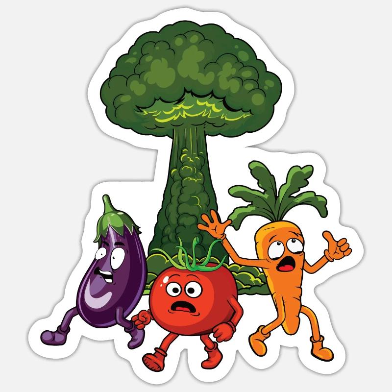 Funny Vegetable Cartoon Explosion - Sticker size S (10 x 10 cm) - white matte