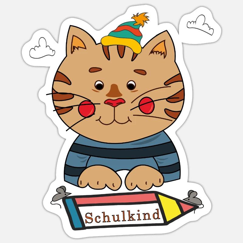 Chat écolier Sticker taille S (10 x 10 cm)