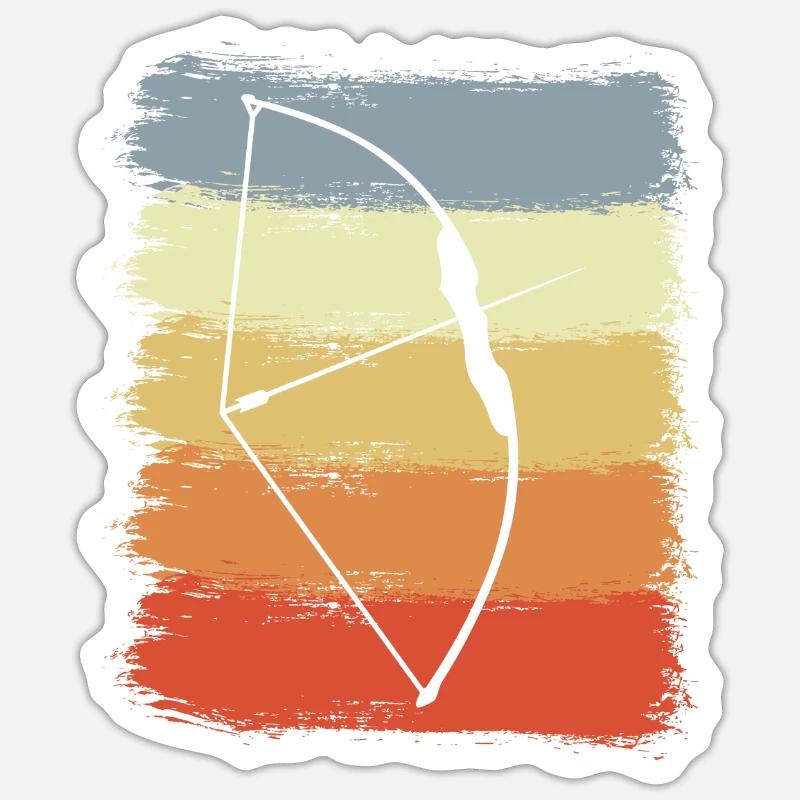 Vintage Bogen und Pfeil - Sticker Größe S (10 x 10 cm) - Mattweiß