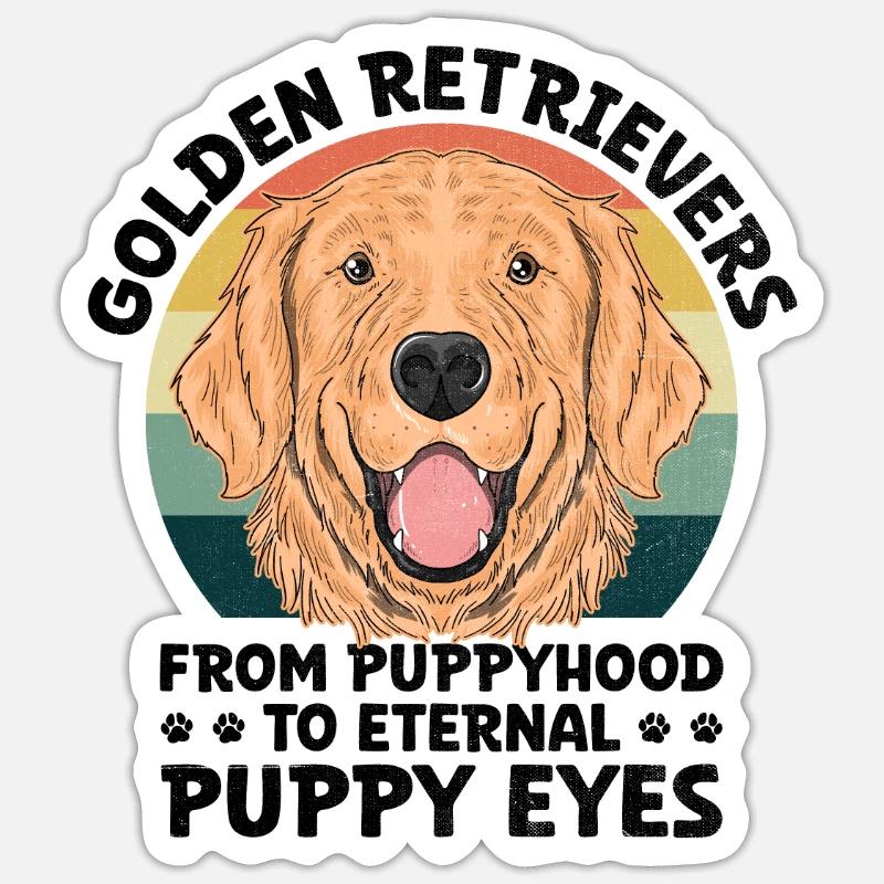 Golden Retrievers : de chiot à chiot éternel Sticker taille S (10 x 10 cm)