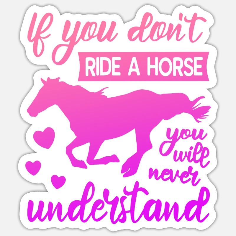 Pferde Mädchen - Sticker Größe S (10 x 10 cm) - Mattweiß