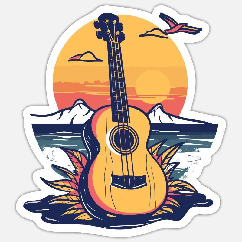 Ukulele Grafik - Sticker Größe S (10 x 10 cm) - Mattweiß