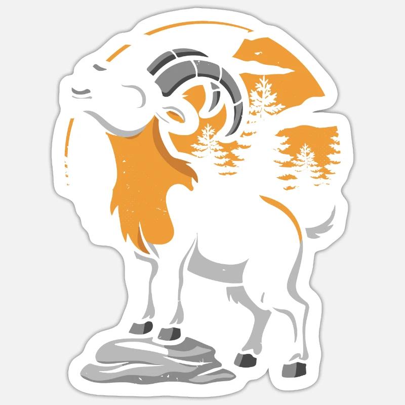 Ziege Moon Howling - Sticker Größe S (10 x 10 cm) - Mattweiß
