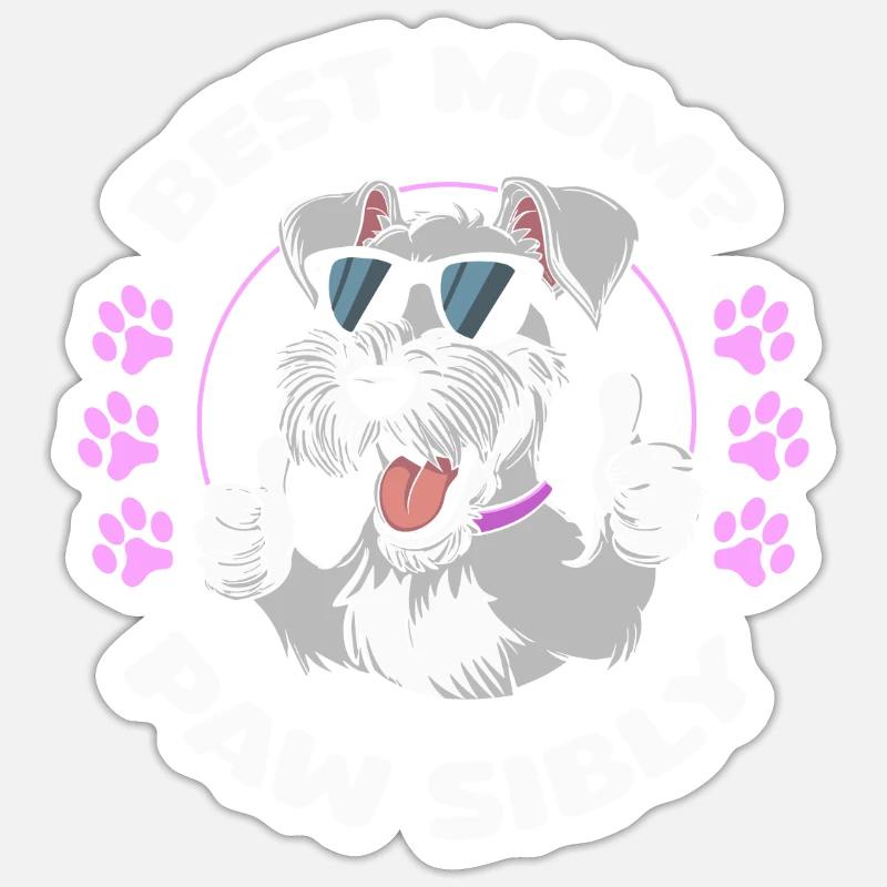 Schnauzer Mutter Meilleure Maman Pawsibly Sticker taille S (10 x 10 cm)