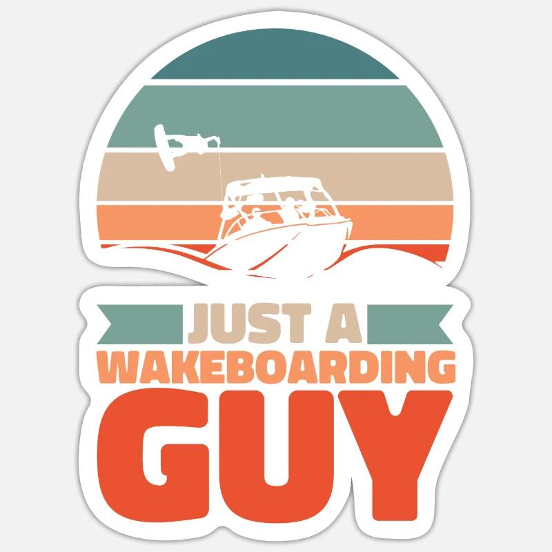 Wakeboard Wakeboarder Juste un gars de wakeboard - Sticker taille S (10 x 10 cm) - blanc mat