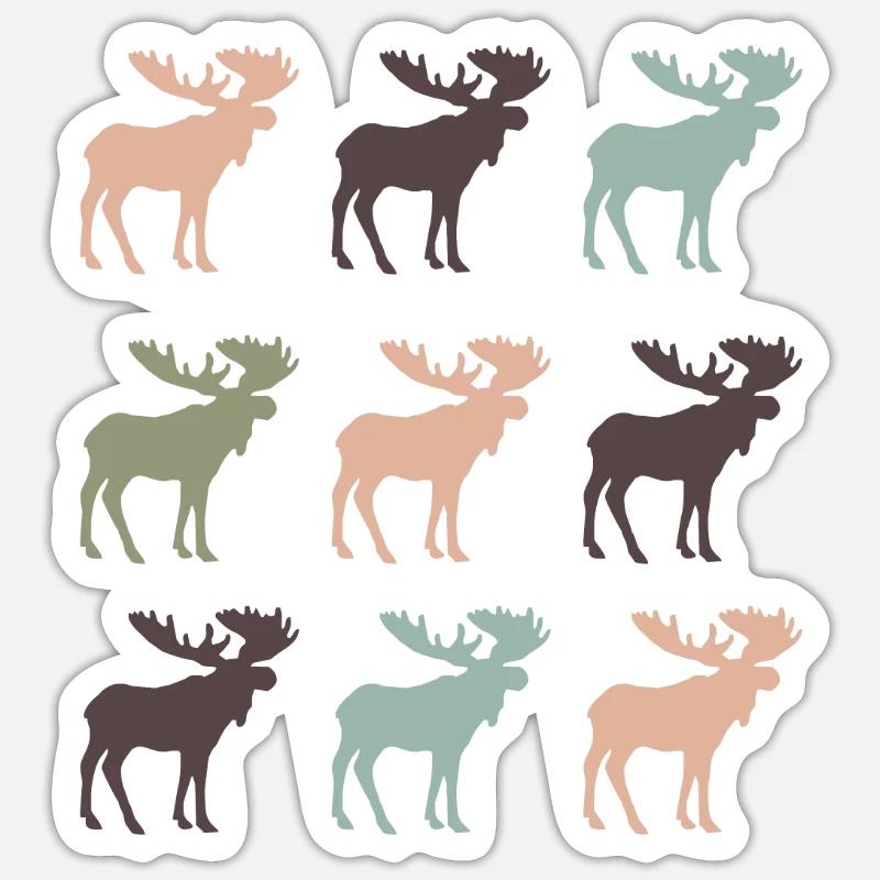 Elch - Sticker Größe S (10 x 10 cm) - Mattweiß