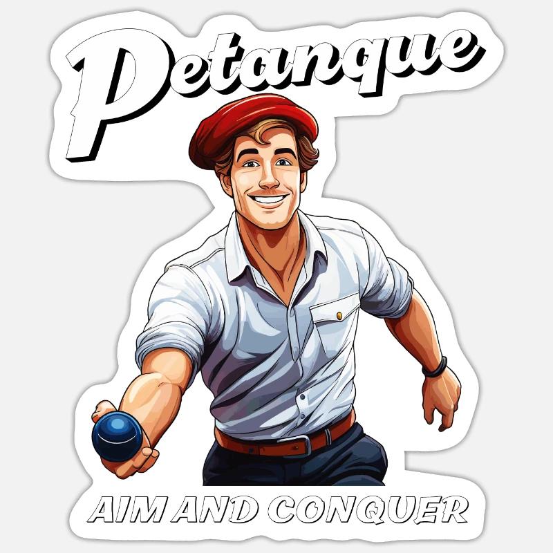 PETANQUE AIM AND CONQUER - Sticker size S (10 x 10 cm) - white matte