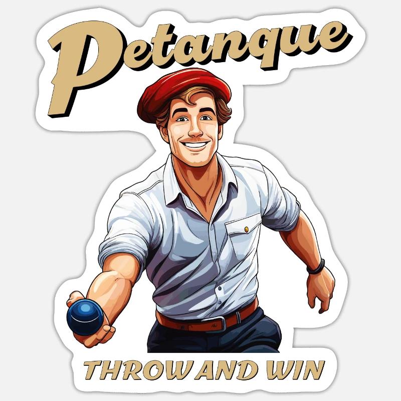 PÉTANQUE LANCER ET GAGNER - Sticker taille S (10 x 10 cm) - blanc mat