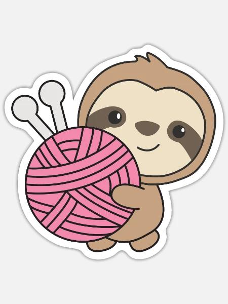 ich geh dann mal stricken süßes Faultier mit Wolle - Sticker Größe S (10 x 10 cm) - Mattweiß