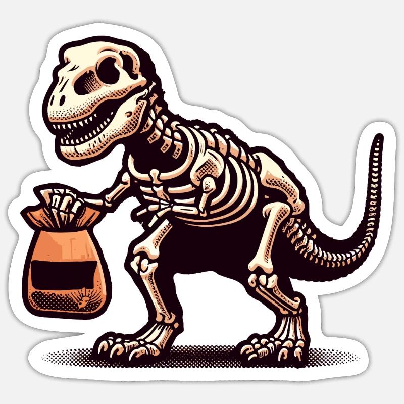T-Rex Dinosaurier Süßes Oder Saures Halloween Sticker Größe S (10 x 10 cm)