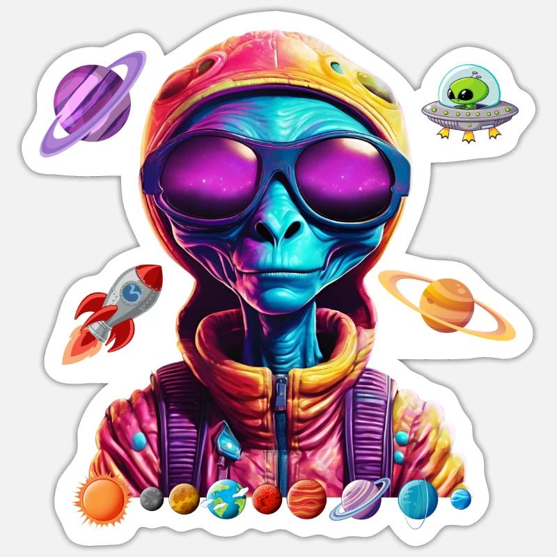 Extraterrestre de l’espace. Sticker taille S (10 x 10 cm)