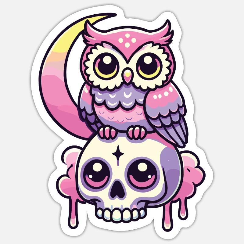 Kawaii Gothic Eule Pastellfarben Gothic Goth Sticker Größe S (10 x 10 cm)