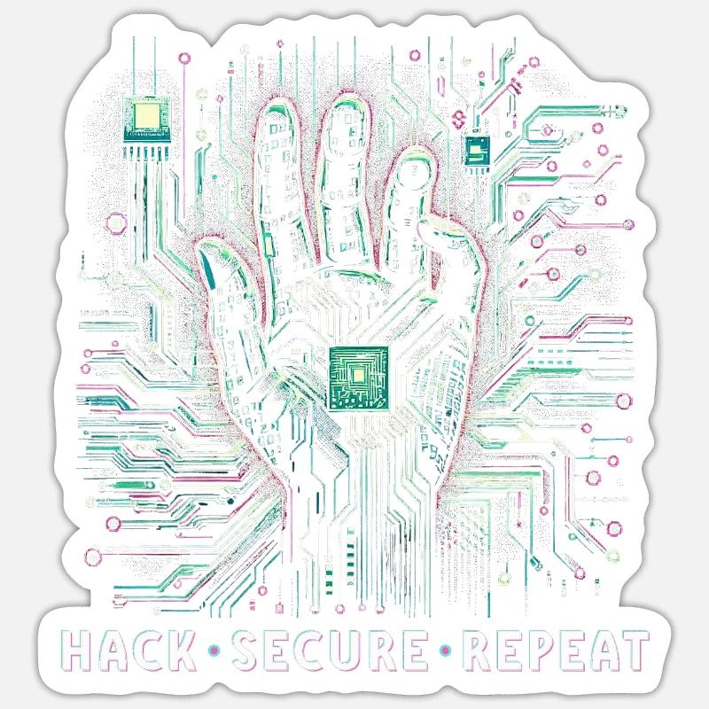 Penetrationstester Hack Secure Repeat Sticker Größe S (10 x 10 cm)