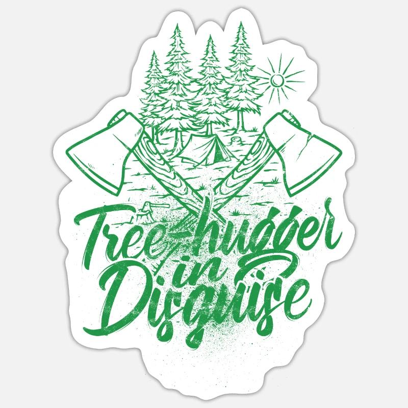Bûcheron Tree-hugger déguisé Sticker taille S (10 x 10 cm)