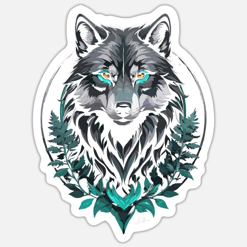 Loup arctique forestier - Sticker taille S (10 x 10 cm) - blanc mat