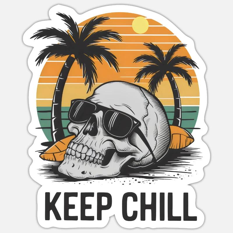 Keep Chill Skull Beach Sticker size S (10 x 10 cm)