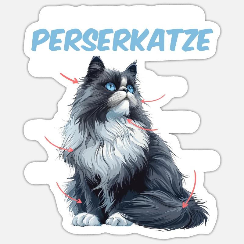 Perserkatzen DER BAUPLAN EINER PERSERKATZE - Sticker Größe S (10 x 10 cm) - Mattweiß