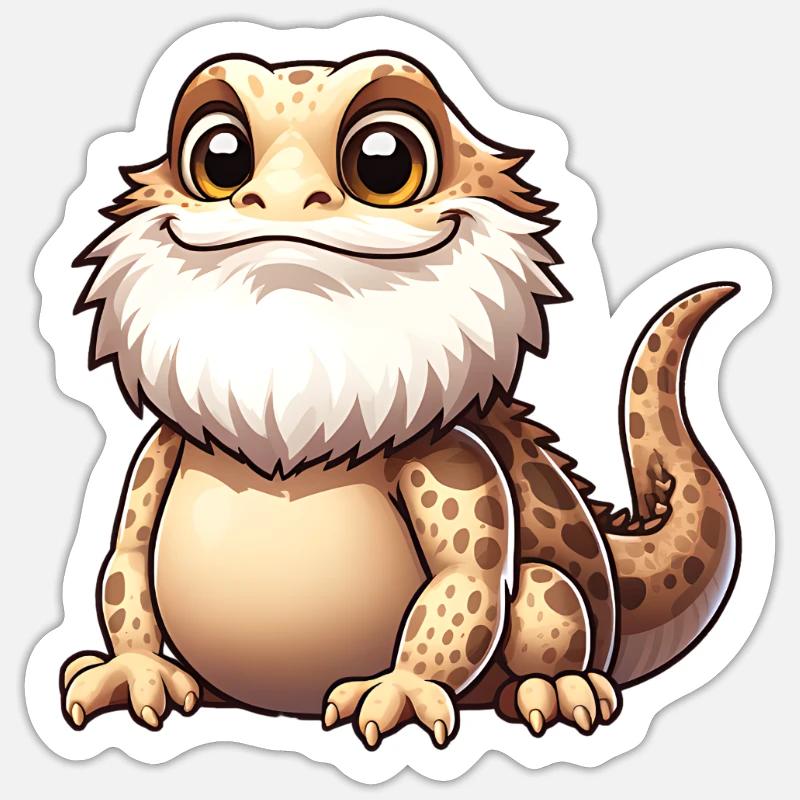 Dragons barbus - Sticker taille S (10 x 10 cm) - blanc mat