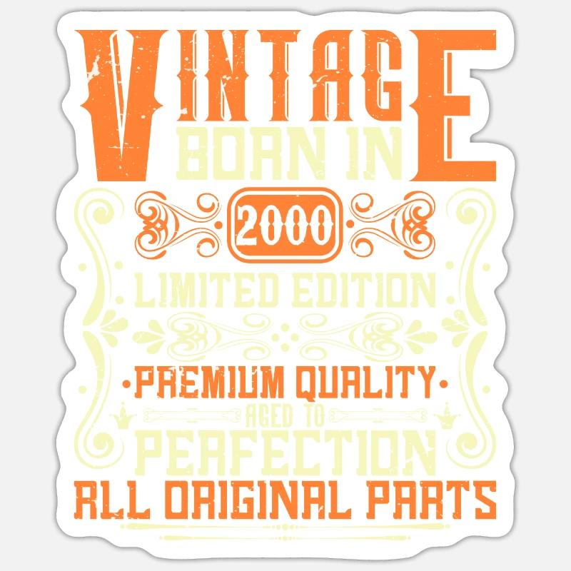 2000 Année 2000 - Année 2000 Anniversaire 2000 - Sticker taille S (10 x 10 cm) - blanc mat