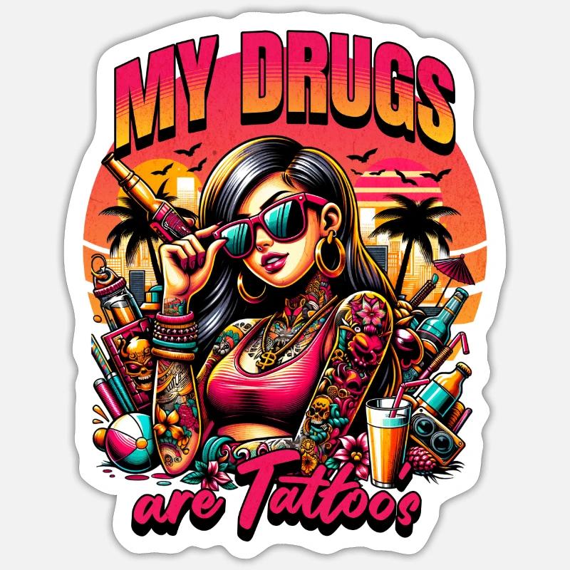 Lady Tattoo - Sticker size S (10 x 10 cm) - white matte