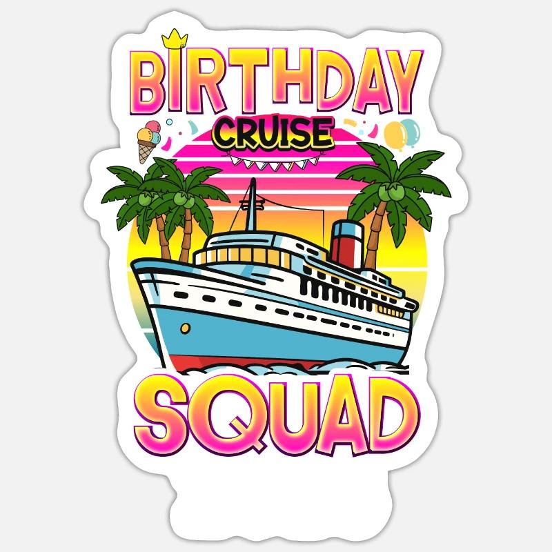 Anniversaire Croisière Squad 2028 - Sticker taille S (10 x 10 cm) - blanc mat